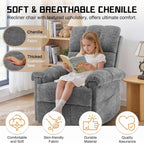 Korser Recliner Chair, Living Room Recliner Chairs for Adults, Small Recliners for Small Spaces, Upholstered Manual Recliner with Side Pockets, Modern Nursery Chair for Living Room, Chenille, Grey