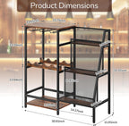Versatile Liquor Stand for Home Bar, Wine Rack Freestanding Floor, Mini Bar Table for Liquor Whiskey Wine, 3-Tier Trapezoidal Liquor Bottle Display Shelf with Glass Holder and Fences(Patent Pending)