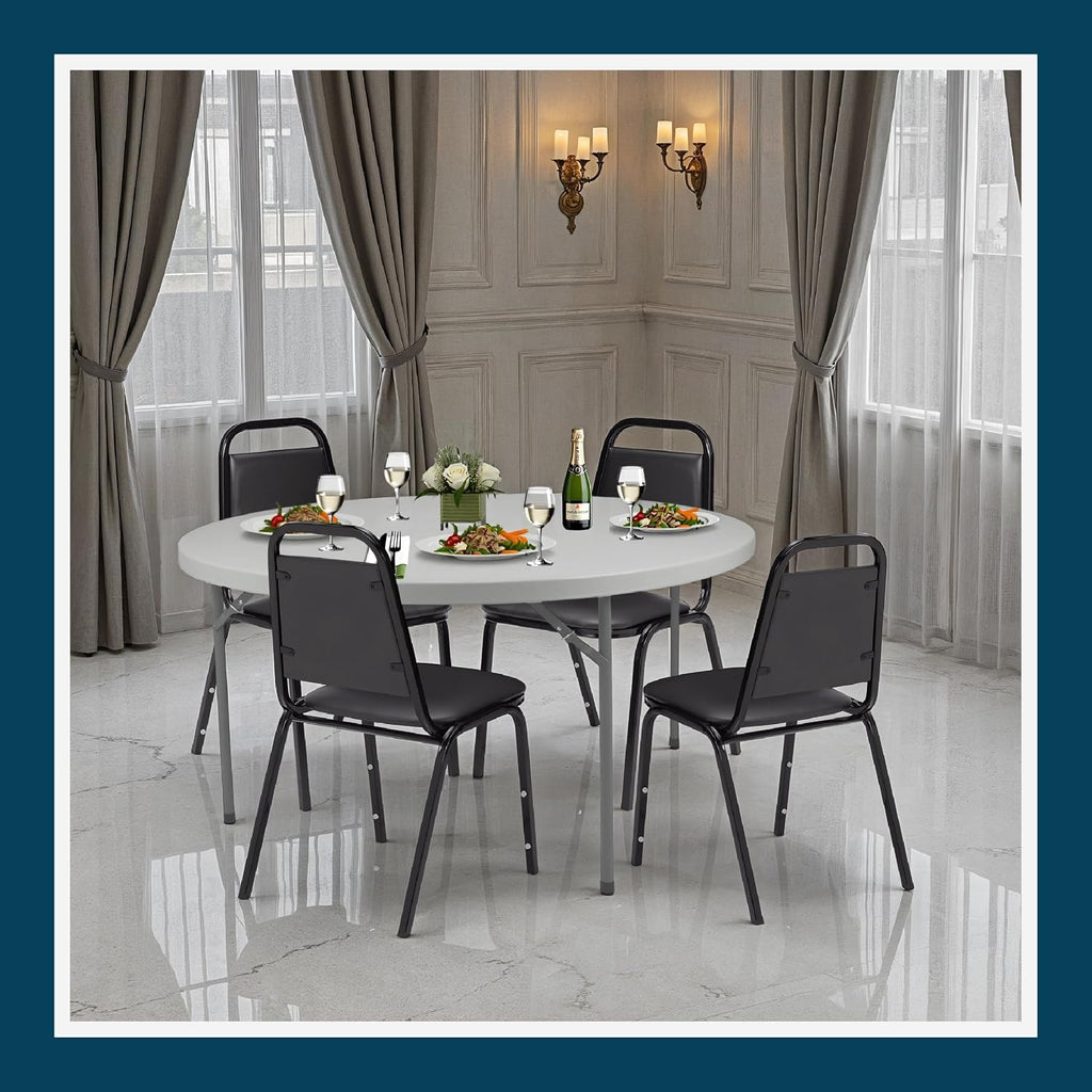 OEF Furnishings OEF9110-B/4 Banquet Chairs Premium Commercial Seating (4 Pack, Vinyl, Black, Black Frame)