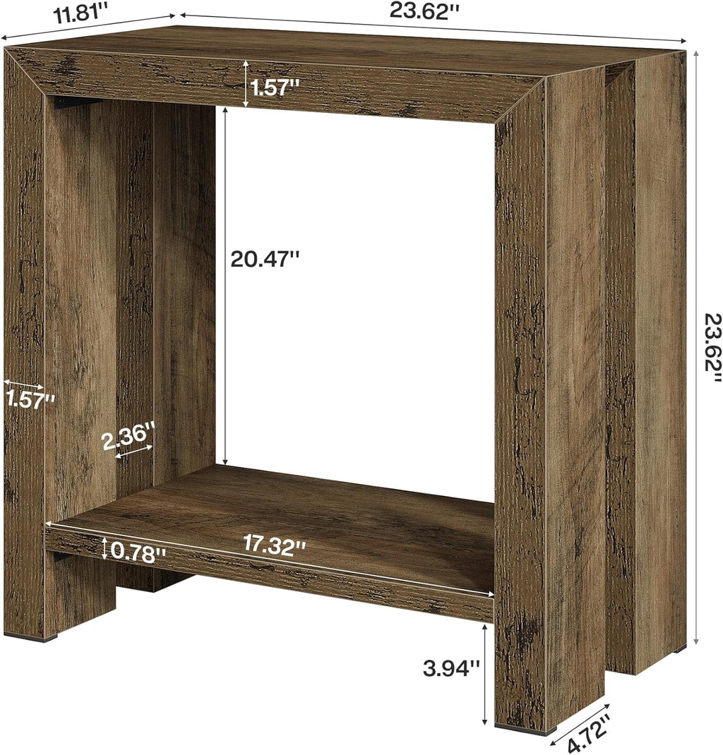 Tribesigns 2-Tier Narrow Side Table, Farmhouse Wooden Sofa End Table with Bottom Shelf, Skinny Accent Nightstand for Small Space, Living Room, Bedroom, Easy Assembly (1)