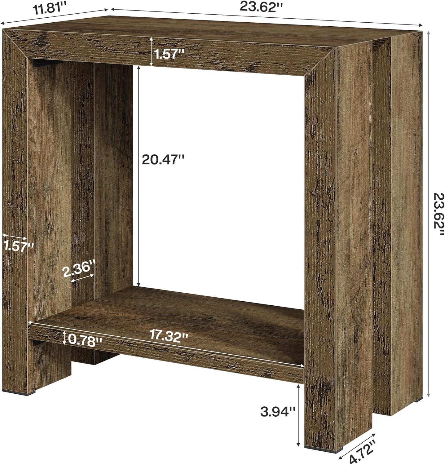 Tribesigns 2-Tier Narrow Side Table, Farmhouse Wooden Sofa End Table with Bottom Shelf, Skinny Accent Nightstand for Small Space, Living Room, Bedroom, Easy Assembly (1)