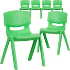 Flash Furniture 6 Pk. Green Plastic Stackable School Chair with 13.25'' Seat Height
