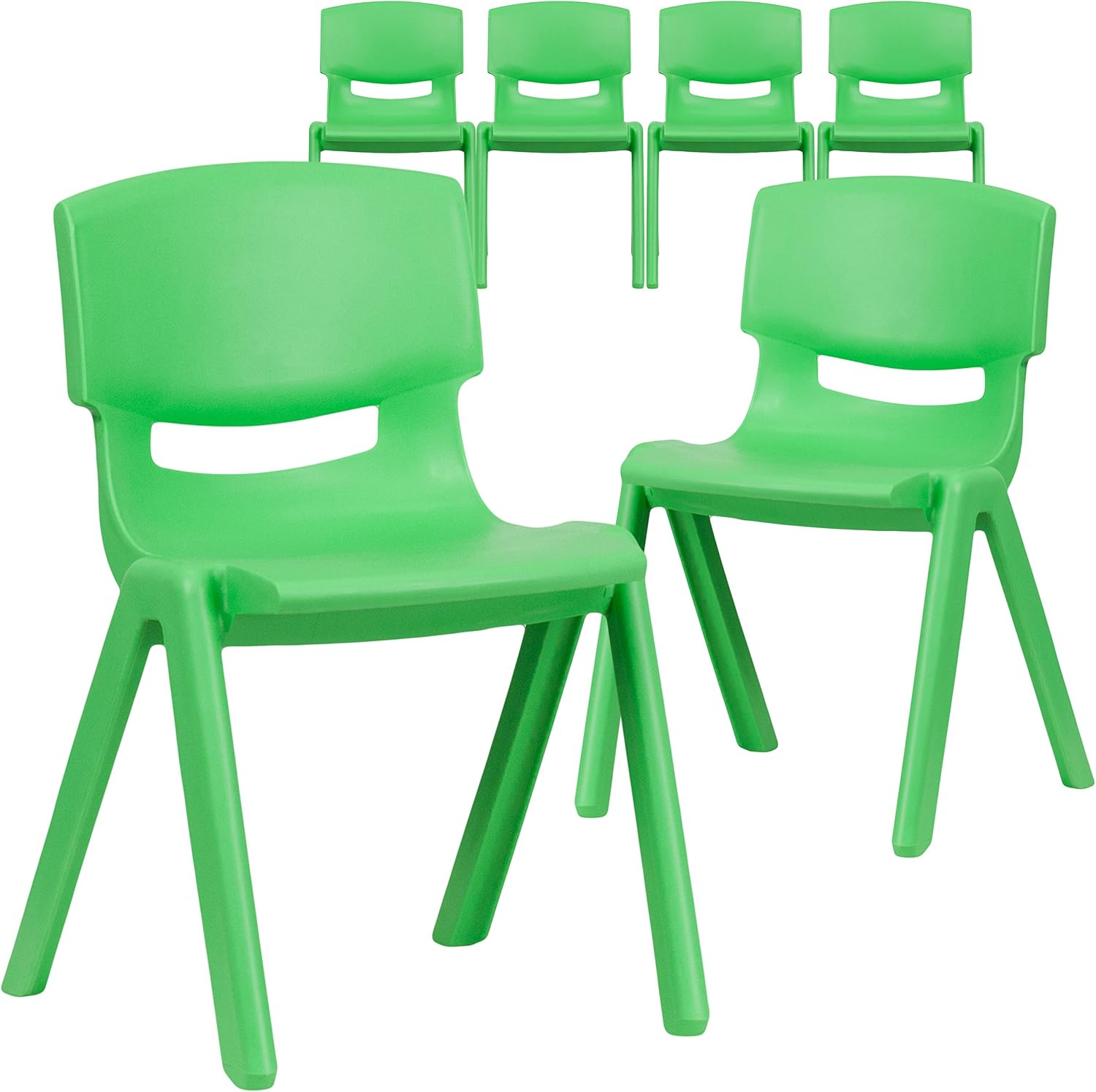 Flash Furniture 6 Pk. Green Plastic Stackable School Chair with 13.25'' Seat Height