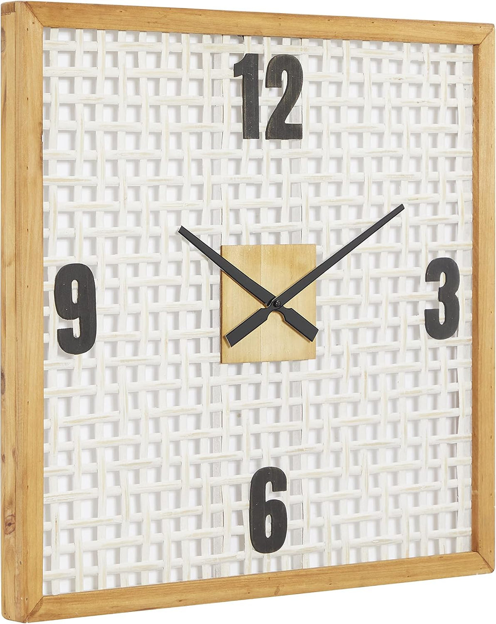 Deco 79 Farmhouse Wood Square Wall Clock, 24" x 2" x 24", White