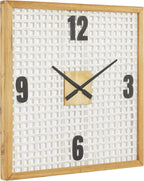 Deco 79 Farmhouse Wood Square Wall Clock, 24" x 2" x 24", White