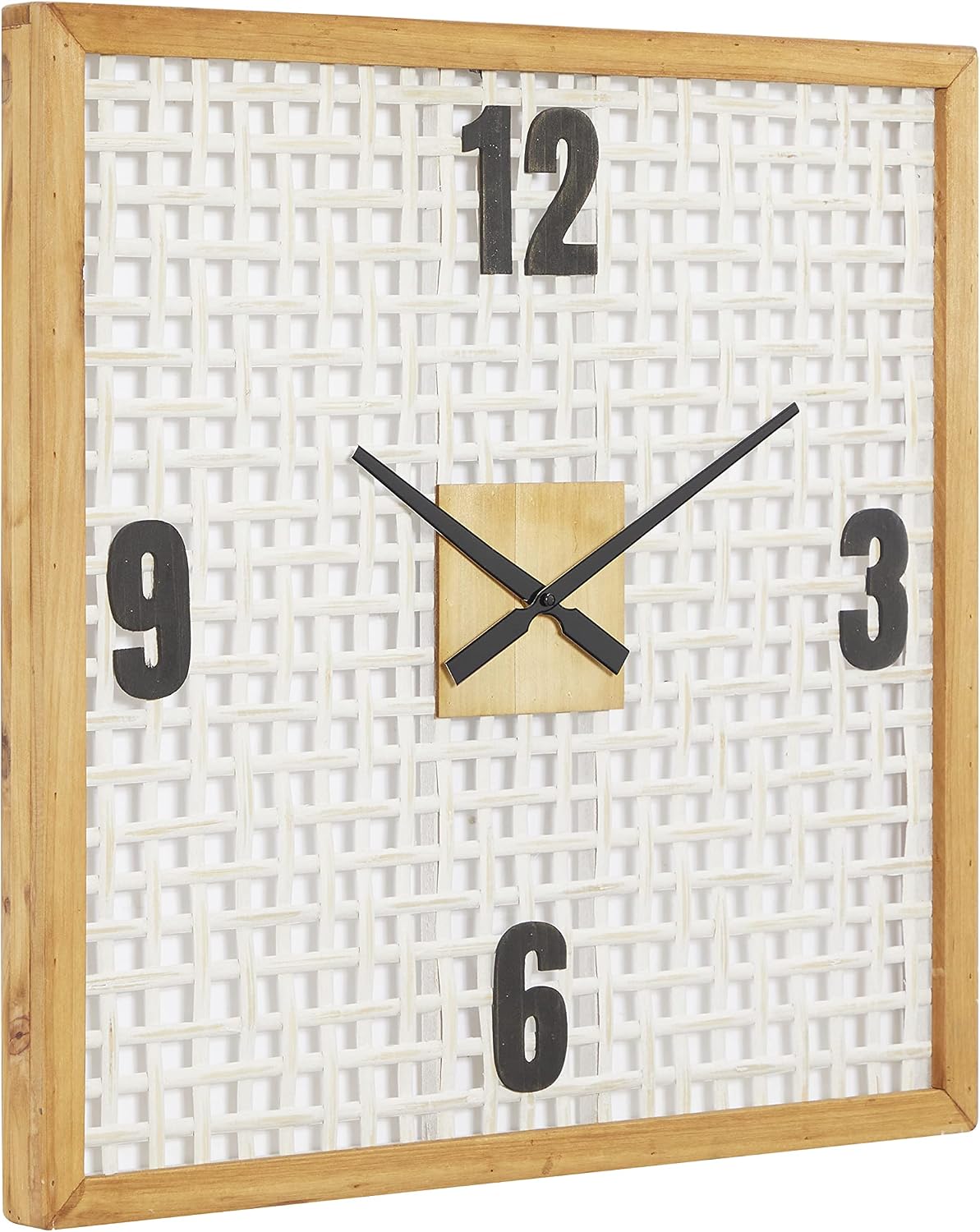 Deco 79 Farmhouse Wood Square Wall Clock, 24" x 2" x 24", White