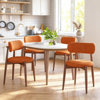 Wooden Dining Chairs Set of 4, Mid Century Modern Upholstered Kitchen Chairs with Solid Wood Legs, 350lb Heavy Duty Padded Side Chairs for Dining Room & Vanity, Orange