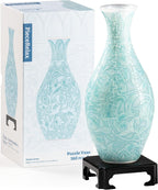 PieceRelax 3D Puzzle Vase for Adults to Flower Arrangement and Home Decoration Made By 160 Curved Plastic Puzzle Pieces - Winter Grace, for Mom [S1043]
