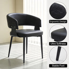 Atoll Modern Accent Dining Chairs Set of 2 with Upholstered PU Leather Seat & Curved Back, Metal Legs, Mid-Century Kitchen Chair for Dining Room, Living Room or Office (2, Black)