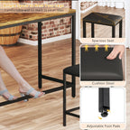 L Shaped Bar Table with Stools, 63‘’ Bar Height Table with Power Outlets, Convertible Corner Counter Height Bar Table with 2 Stools, Rectangular High Top Table for Small Spaces, Breakfast Nook, Rustic