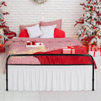 Biscaynebay Wrap Around Bed Skirts with Split Corners for Queen Beds 15" Drop, White Adjustable Elastic Dust Ruffles Easy Fit Wrinkle Resistant Silky Luxurious Fabric Machine Washable