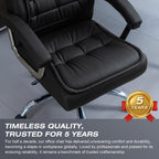 Executive Office Chair Adjustable Leather Chair, High Back Swivel Office Desk Chair with Padded, Armrest 350lbs Load-Bearing Spring Seat Computer Desk Chair for Home Office, Black