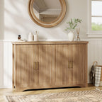 Memobarco Fluted Buffet Cabinet with Storage（55.59" W Accent Sideboard Cabinet Modern Credenza with Doors & Adjustable Shelves Modular Coffee Bar Media Console for Dining Room Entryway,Natural Oak
