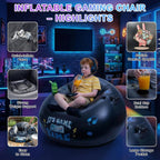 Inflatable Gaming Chair for Kids and Teens with Cup Holders and Side Pocket, Blow Up Bean Bag Gaming Chair for Boys, Comfortable Inflatable Lounge Seat for Gamer Room Decor and Boys Room Furniture