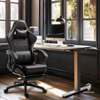 Dowinx Gaming Chair Big and Tall, Ergonomic PC Gaming Chair with Footrest & Massage, Racing Style Reclining Computer Chair for Adults, 400LBS Capacity - Heavy Duty Gamer Chair (Black)