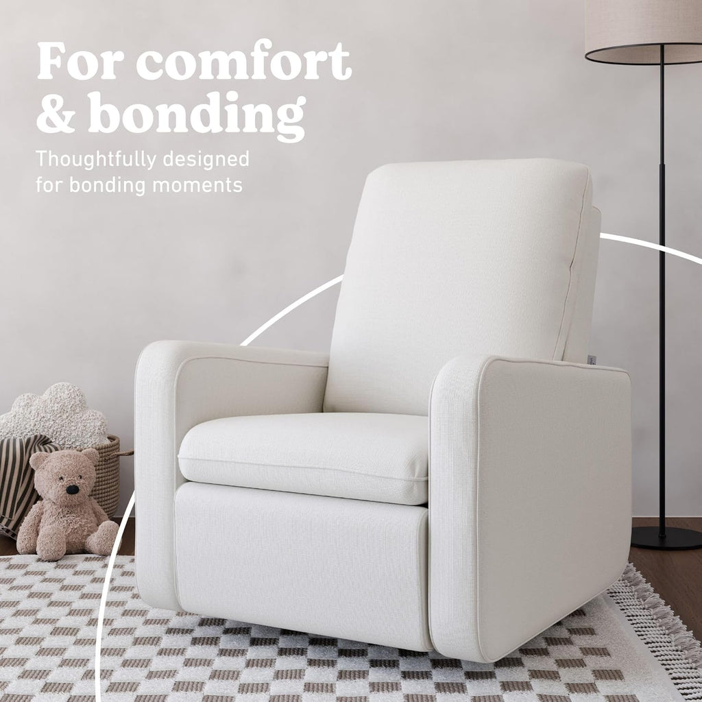 Graco Teddi Power Recliner Swivel Glider, Electronic Power Recline, Oeko-TEX 100 Certified, USB-A & USB-C Charger, Premium Cushioning & Comfort – (Ivory Basketweave)