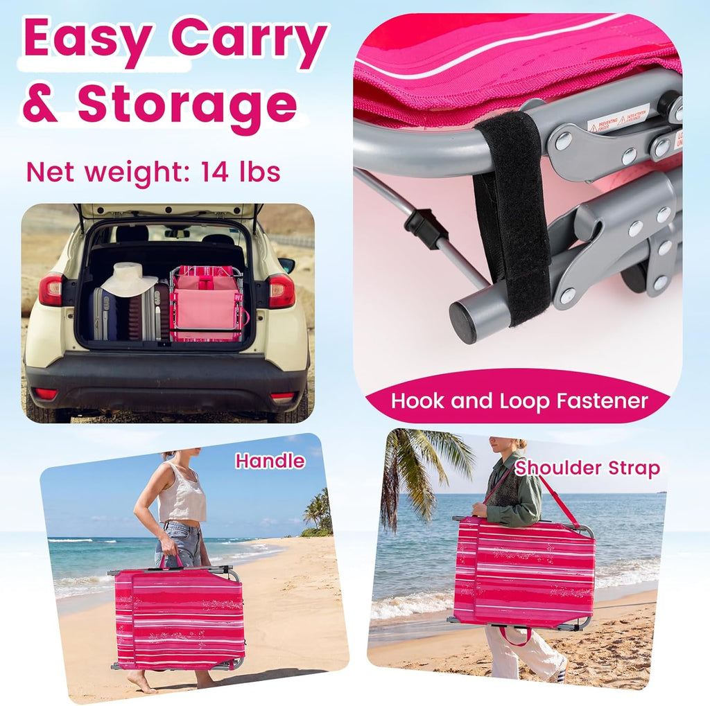 COSTWAY Tanning Chair with Face Hole, Folding Sun Bathing Lounge Chair with Armrest, Side Pocket & Protective Flap, Face Down Layout Chair for Beach, Patio, Pool, Outside (1, Pink+White)