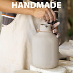 flature Ceramic Vase with Grooves - Waterproof Flower Vase in Matte White for Fresh Flowers, Dried Flowers, Pampas Grass, Large 7.9" Tall Vase as a Gift, Decoration for Living Room, Bedroom, Office.
