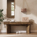Tribesigns 47" Wooden Entryway Bench, Farmhouse Indoor End of Bed Bench, Long Table Benches Seat for Bedroom, Hallway, Foyer, End of Bed (Dark Brown)
