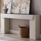 JXQTLINGMU 63" Modern Console Table with Storage Drawer, Entryway Table with Drawers, Thick Wood Legs, Sofa Table Behind Couch, Wood Console Tables for Entryway Hallway Living Room, White and Black