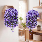 Artificial Bougainvillea Flowers Fake Hanging Flowers Plants for Outdoor Outside Decoration 2PCS Faux Silk UV Resistant Long Trailing Vines for Front Door Home Porch Patio Yard (Dark & Light Purple)