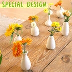 10pc Ceramic Bud Vases Set - 2-3 Inch White Small Vases Collection for Flowers | Boho & Modern Ceramic Vase Set for Table Décor, Wedding, Cute Vase Home Decor