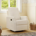 Davinci Lucas Pillowback Swivel Recliner in Cozy Cream Boucle, Greenguard Gold & CertiPUR-US Certified