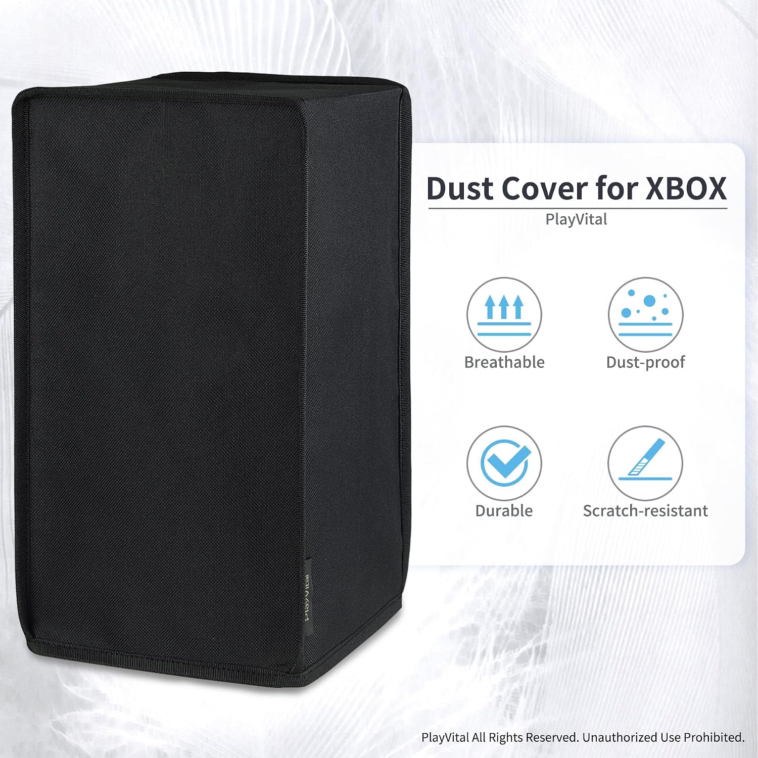 PlayVital Black Nylon Dust Cover for Xbox Series X Console, Soft Neat Lining Dust Guard, Anti Scratch Waterproof Cover Sleeve for Xbox Series X Console