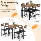 Dining Table Set for 4, Kitchen Table and Chairs for 4, Kitchen Table with 4 PU Leather Upholstered Dining Room Chairs for Kitchen Room and Small Spaces, Rustic Brown