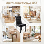 Furmax Upholstered Dining Chairs Set of 2, PU Leather Dinning Room Chairs, Button Tufted Kitchen Chairs with Adjustable Wood Legs for Dining Room/Living Room/Restaurant (Leather Black, 2)
