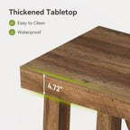 LITTLE TREE Bar Table, 55'' Long Counter Height Pub Table, Farmhouse Wooden Tall Bistro Tabletop, Rectangular Home Coffee Bar Unit for Dining Room, Kitchen, Living Room, Basement, Rustic Brown