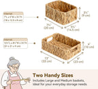GRANNY SAYS Small Wicker Baskets for Shelves 3 Pack, Wicker Storage Baskets with Handles, Water Hyacinth Woven Basket for Organizing Counter, Toilet, Pantry, Living Room Storage
