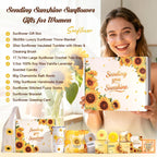 Sunflower Gifts Tote Bag Gift Set for Womens Self Care Gift - Birthday Gifts Box for Women Mom Wife Sister Daughter Friend Coworker, Sunflower Gifts Basket Sunshine Box Care Package for Women Her