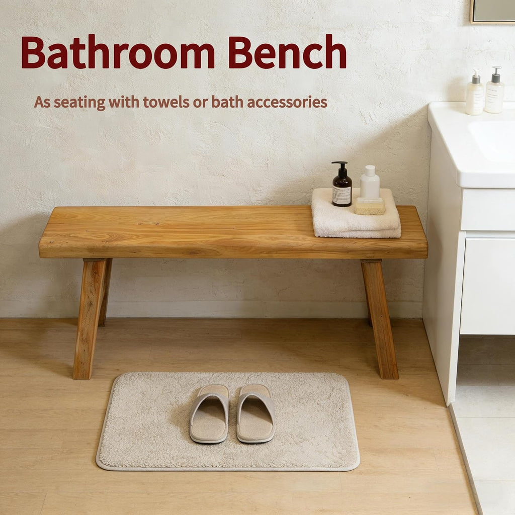 Wooden Bench Indoor Farmhouse Narrow Entryway Bench, Skinny Bench for End of Bed, Entryway Benches, Noddle Wood Bench for Dining Room (39.37in)