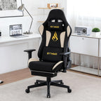 Symino Gaming Chair, Two-Tone Design, Wraparound Seat, Lumbar & Head Support, 150° Tilt, Class 3 SGS Gas, 330 lbs (Faux Suede, Black Beige)