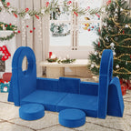 Kids Play Couch 13PCS, Modular Floor Sofa Couch, Playroom Play Cushion Set for Boys and Girls, Convertible Foam Play Couch (Dark Blue)