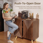 DHZ Fluted Sideboard Buffet Cabinet, 30” Wood Storage Credenza with Adjustable Shelf, Freestanding Accent Cabinet, Space-Saving Console Coffee Bar Cabinet for Living Room, Kitchen