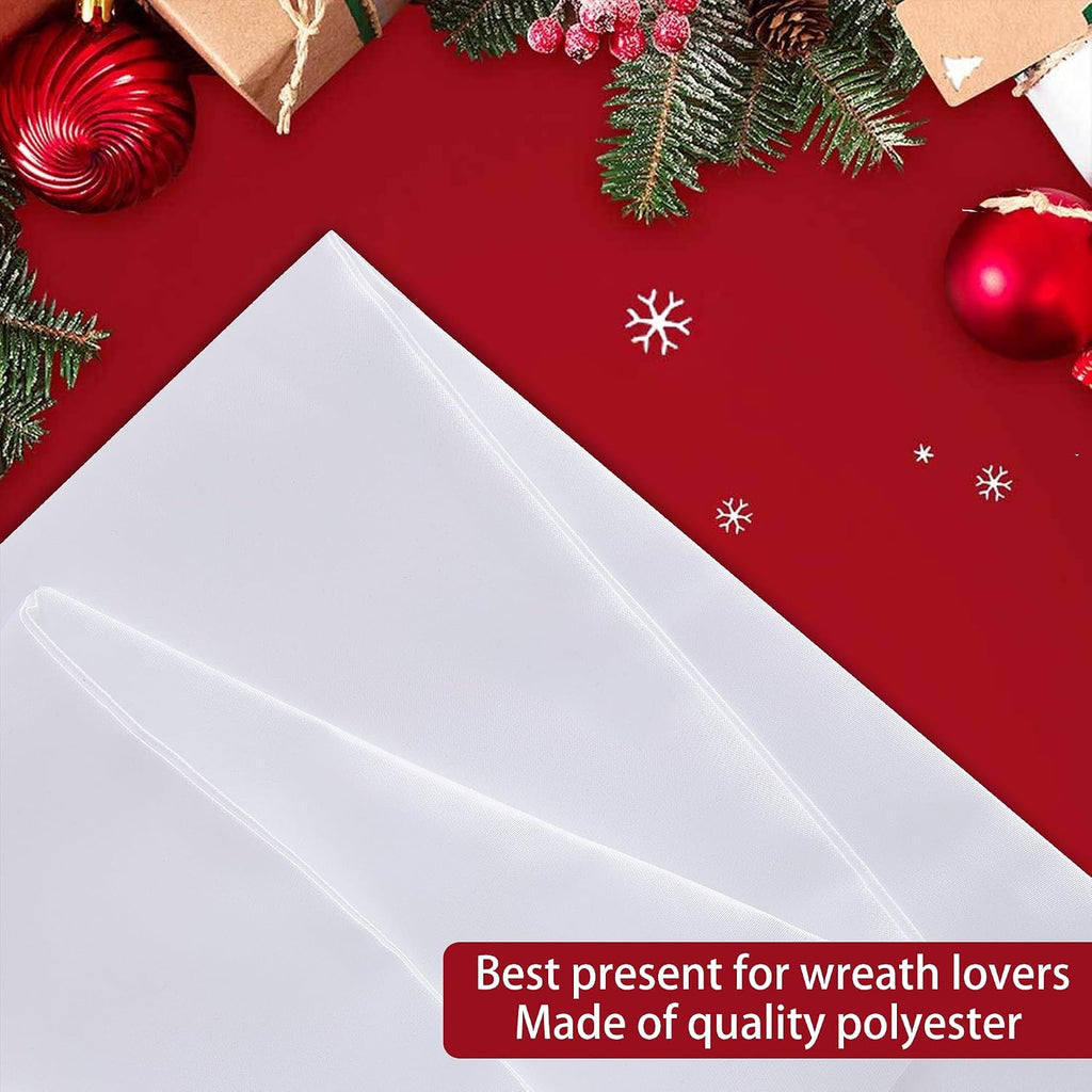 RunNico 4.5" W x 56.3" L White Wreath Sash for Front Door, 2 Pack White Sash, Plain Embroidered Wreath Accessories for Easter Weddings Farmhouses Christmas DIY Halloween Party Yard Wall Doorway Decor