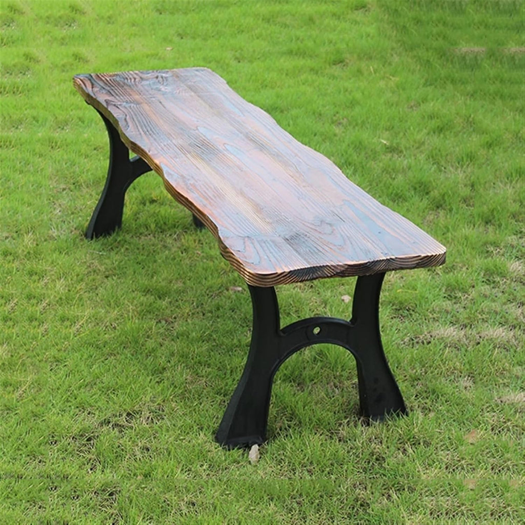 Garden Outdoor Park Chair, Leisure Chair Without Backrest, Suitable for Porch, Balcony, Garden, Courtyard Seat(Carbonization,120x39x43cm)