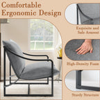 GarveeHome Sling Accent Chair, Mid Century Modern Chair, Sturdy Metal Frame with Removable Cushion, Comfortable Armchair for Living Room, Bedroom, or Reading Nook, Gray