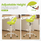 Giantex Drafting Chair with Back, Tall Office Chair with Footrest & Adjustable Height, Ergonomic Standing Desk Chair for Counter Height Desk, Home Kitchen, Green