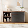 ModernMate File Cabinet with 3 Drawers and Door, Office Storage Cabinet with Charging Station, Home Office Printer Stand Fits Letter/A4 Size, 6 Open Cubes Storage, Adjustable Shelf, Black Walnut