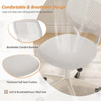 Small Desk Chair Armless Task Chair with Soft Padded Cushion Height Adjustable Swivel Rolling Comfortable Study Computer Chair, White