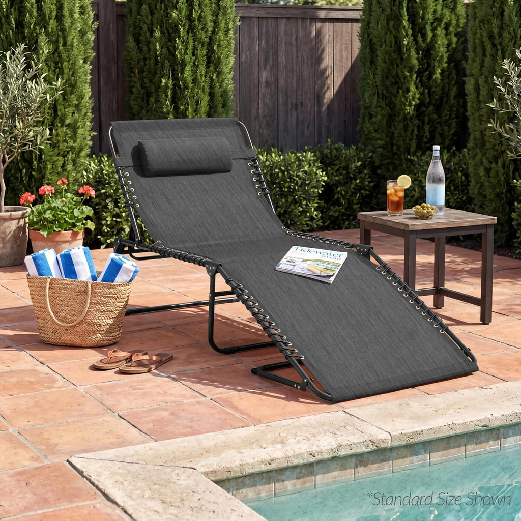 Best Choice Products Extra Wide Patio Chaise Lounge Chair, Portable Outdoor Folding Recliner for Lawn, w/ 8 Positions, Handles, 440lb Capacity - Gray