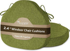 ELFJOY Chair Cushions for Dining Chairs 2.4 Inch Thick Windsor Seat Cushions for Kitchen Dining Room Non Slip Seat Pads with Removable Washable Cover and Ties Set of 2, Green(16.5"x15.5")