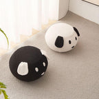 Animal Footstool, Pouffe Footstool Shoes Changing, Removable with Padded Seat, Round Ottoman Stool for Living Room, Home, Kids Gift Children, Black Dog