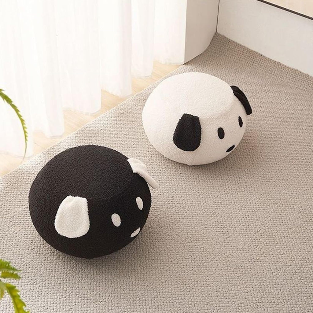 Footstool Animal Footstools Step Stool Kids Stool Upholstered Ottoman Bench Animal Footrest Seat Soft Padded Cushion Suitable for Home, Black Dog