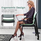 Tangkula Rolling Conference Room Chairs Set of 10, Stackable Office Guest Mesh Chairs with Armrests and Wheels, Ideal for Waiting Room Office, School, Lobby (Grey)