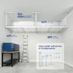 2-Pack 4 x 8 MonsterRax Overhead Garage Storage Rack, Ceiling Racks for Garage, Organization Shelving, Adjustable Hanging Shelf, White, 24"-45" Height Adjustment,