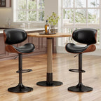 YaFiti Swivel Bar Stools Set of 2, Bar Stools for Kitchen Counter, Black | Comfortable Faux Leather Seating with Ergonomic Support and a Sturdy Footrest for Modern Kitchen Islands and Home Bars